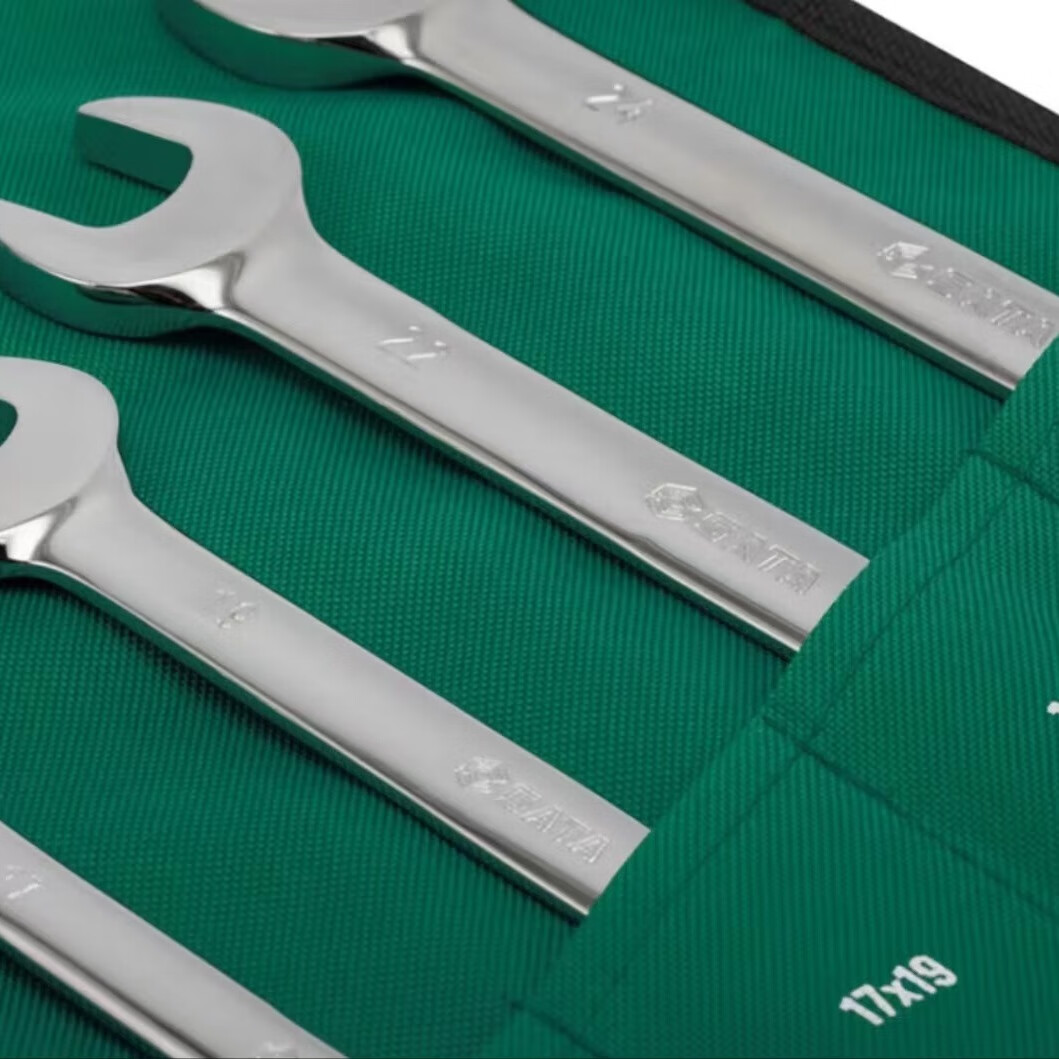 SATA 10-Piece Fully Polished Double Open-End Adjustable Wrench Set 08010