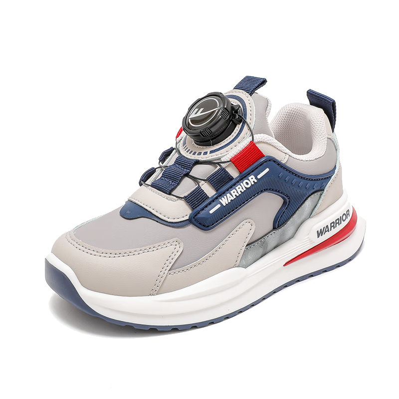 Warrior Kids Spring and Autumn Boys Running Shoes Girls Soft Sole Children's Sports Shoes WZ(CL)-0633 Gray/Blue Size 38