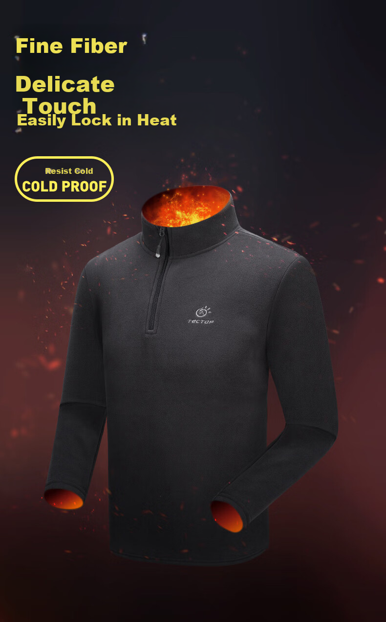TECTOP Fleece Jacket, Warm Fleece Half-Zip Cardigan, 033 Men's Black, 2XL 5