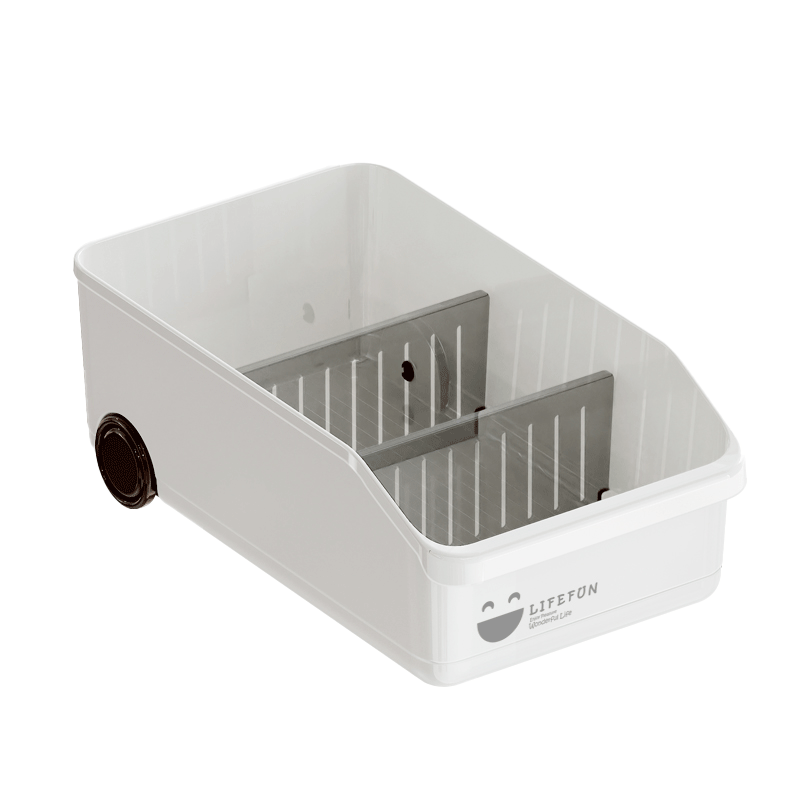 Baicaoyuan Kitchen Storage Box Organizer with Wheels, Sink Organizer, Storage Container, Compartmented Storage Basket, Widened, 1 Piece