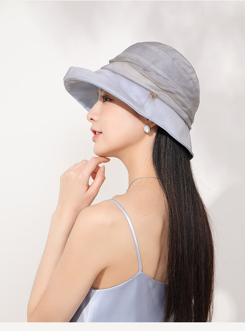 FANCET Mulberry Silk Sun Hat for Women, Summer Elegant Rolled-Edge Hat, Lightweight Silk Sun Protection Fisherman Hat, Birthday Gift for Elders 18