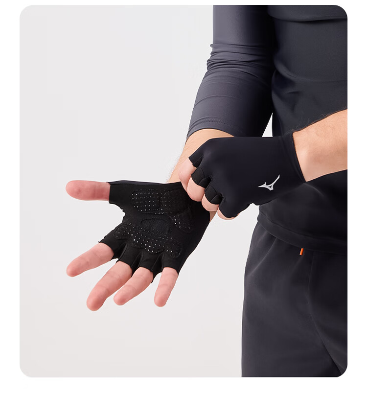 MIZUNO Fitness Gloves Unisex Half Finger Cycling Training Pull-Up Weightlifting Anti-Slip B593 Gray Large Size 4