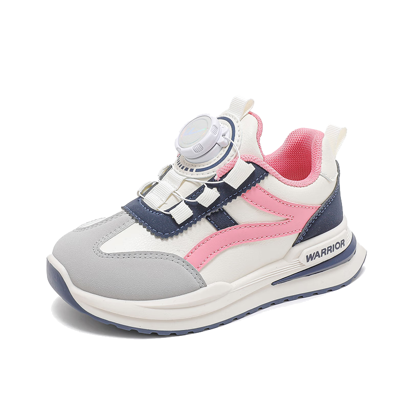 Warrior Boys' Running Shoes Spring And Autumn Style Girls' Soft-Soled Children's Sneakers WZ(CL)-0605 Beige/navy Blue/pink 28