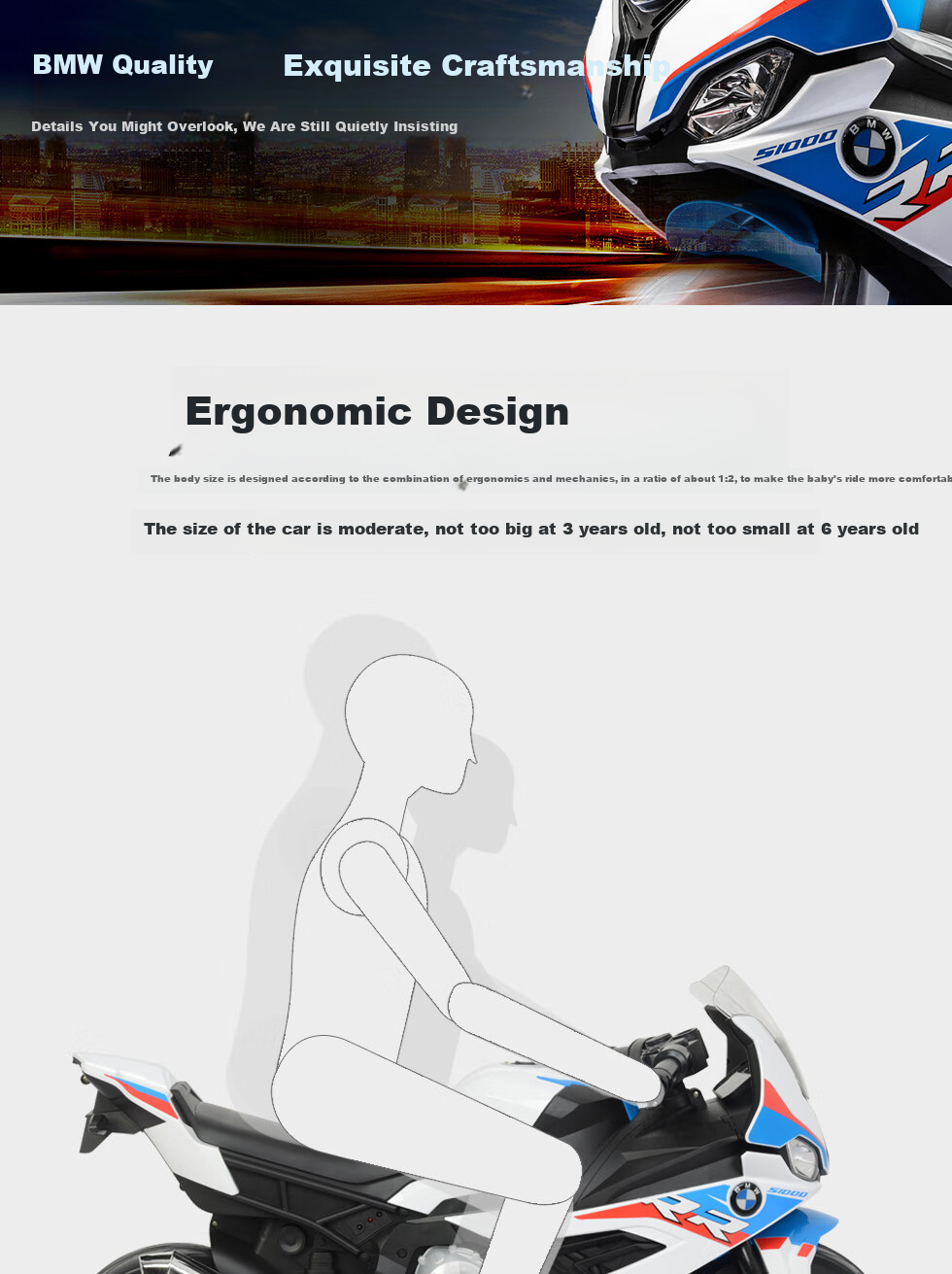 CHILOKBO Electric Baby Motorcycle Toy Car for Boys And Girls, Ride-On Toy Car Gift for Toddlers, Fashionable White BMW Style 6