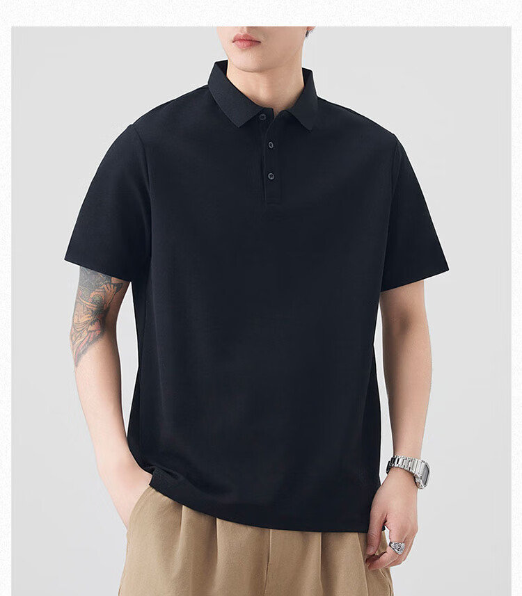 Dingfengbaoluo American Heavyweight Polo Shirt for Men, Spring And Summer Collared Comfortable Breathable Short-Sleeve T-Shirt QZ20 White 4XL 11