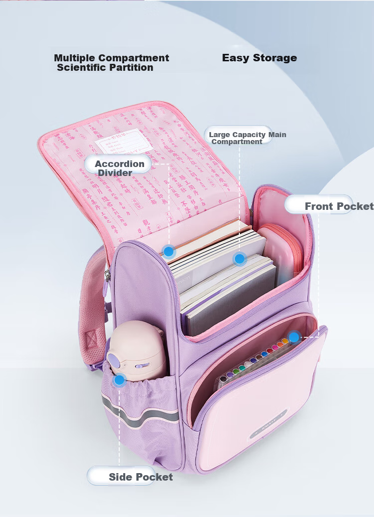 KALA·Y Backpack for Primary School Boys And Girls Grades 4-6, Children's Lightweight Double Shoulder Bag CX2670 Meilade Brow 8