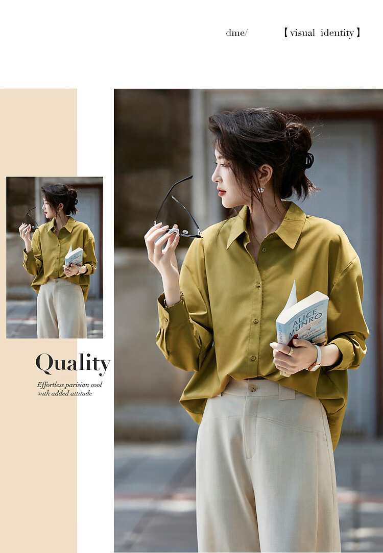 Dme [Commute Shirt] Autumn Simple Fit Drop-Shoulder Long-Sleeve Blouse Women's Top 8