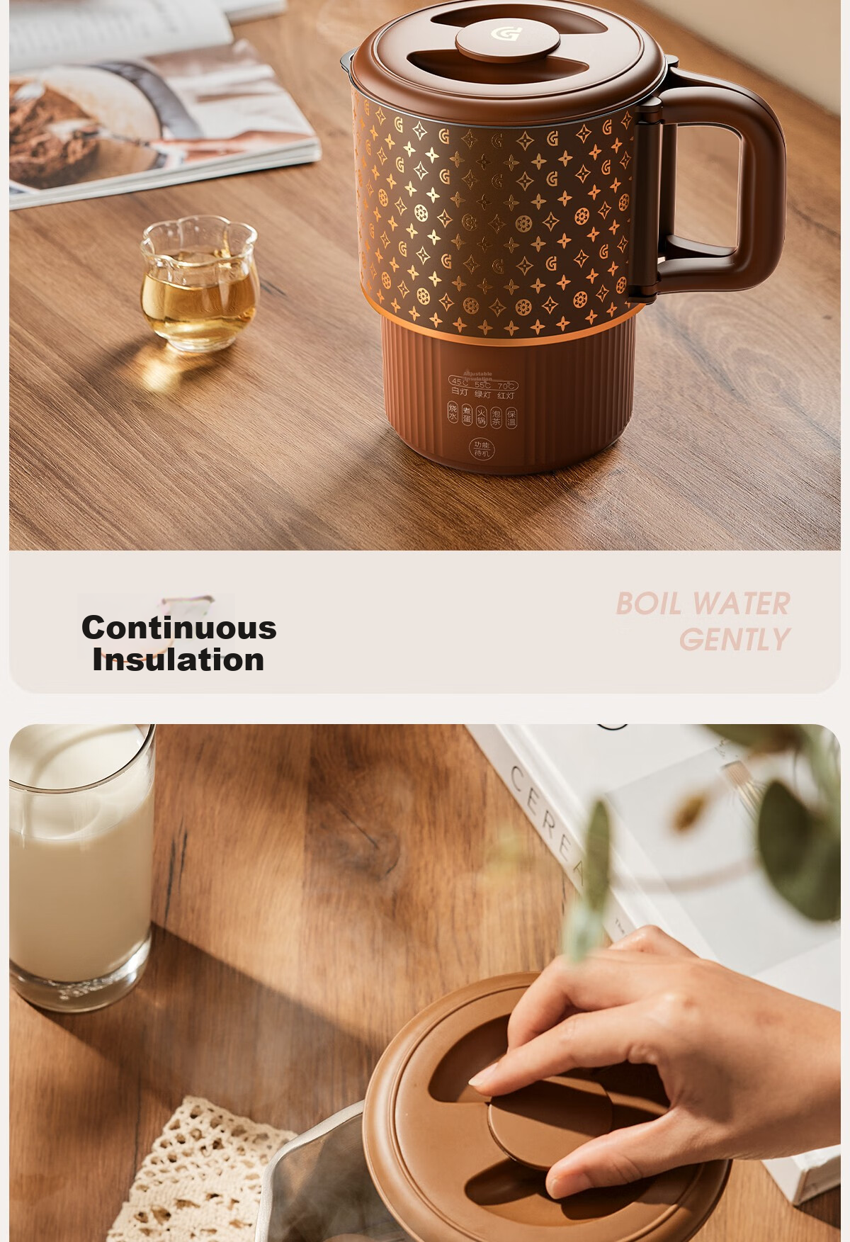 GREENIS Pure Titanium Foldable Kettle, Portable Electric Kettle, Water Boiler, Travel Outdoor Kettle, Mini Water Cup, Multi-Stage Temperature Control, Small Milk Frother, Gift-Giving 3