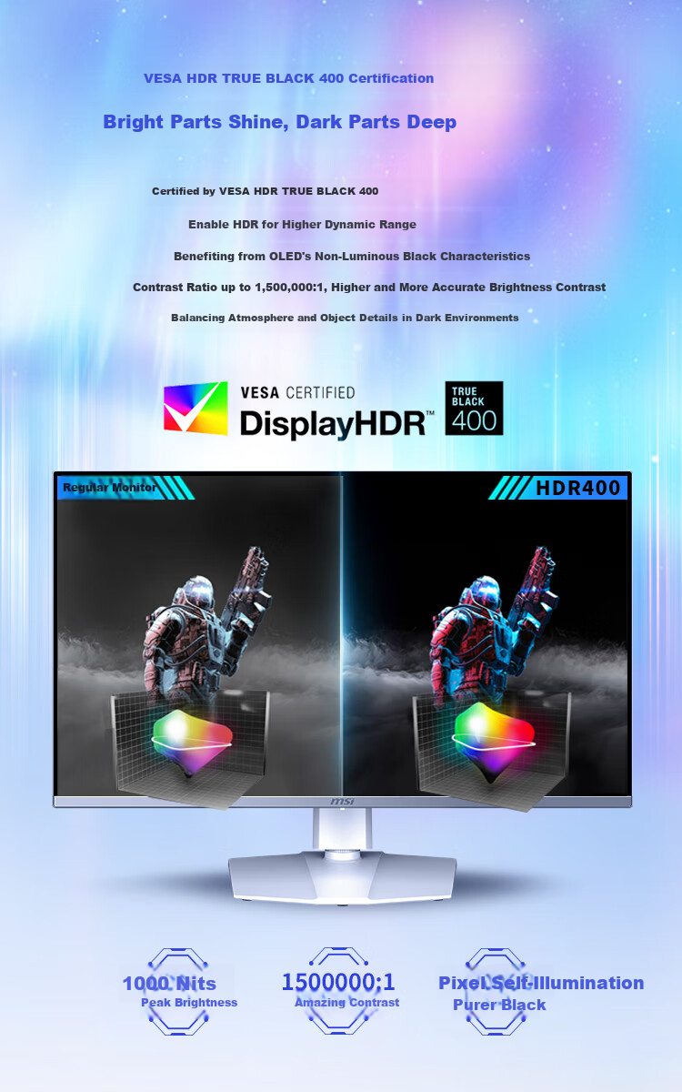 MSI Aurora MPG 321URXW QD-OLED 32-Inch 4K 240Hz Quantum Dot OLED 0.03ms Type-C 90W White Gaming Monitor 8