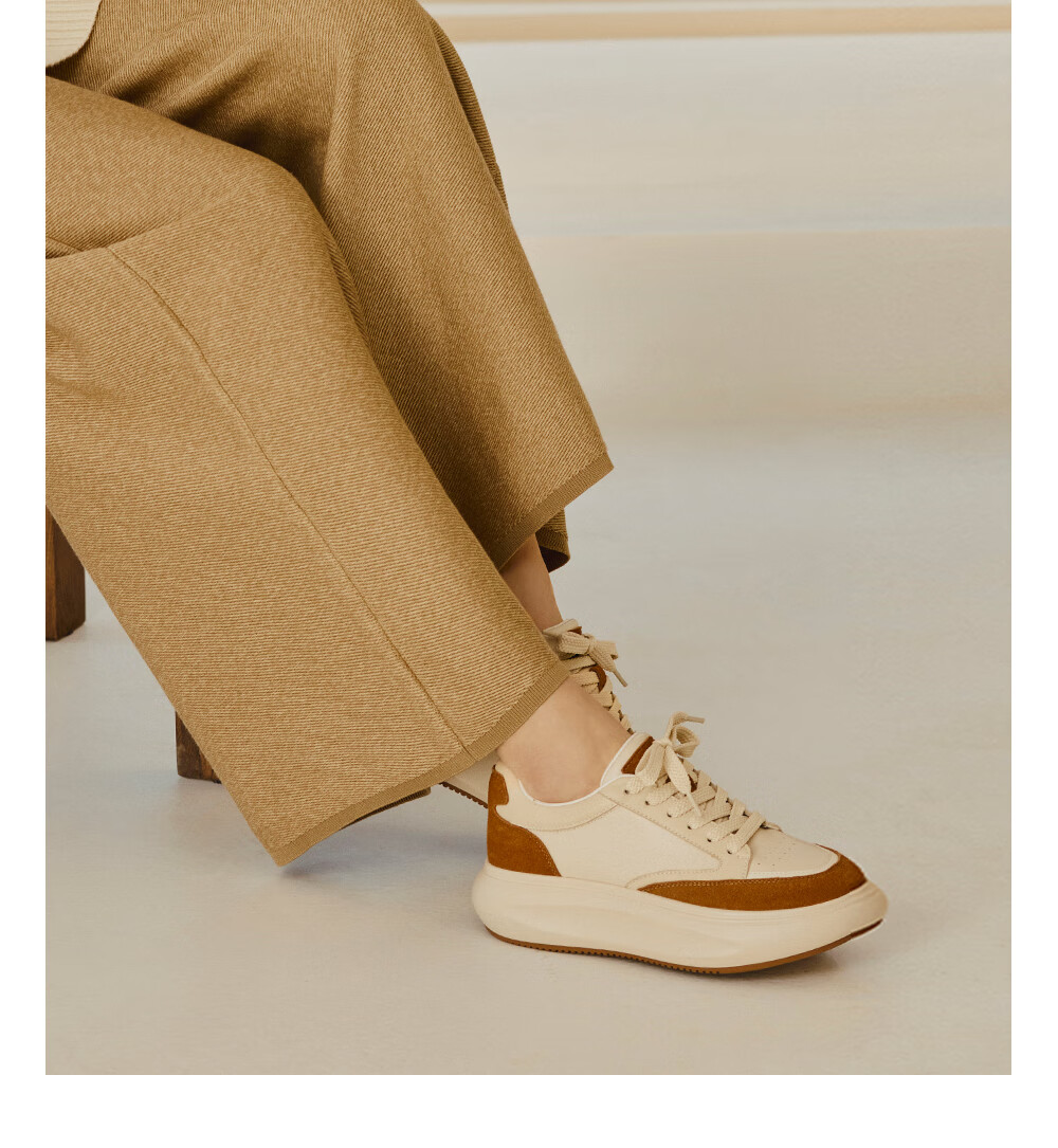 73Hours Zhao Liying Same Style Women's Shoes, Bear Plush Toy, 2025 Autumn New Style, Flat Color-Block Lace-Up Round Toe Casual Shoes 17