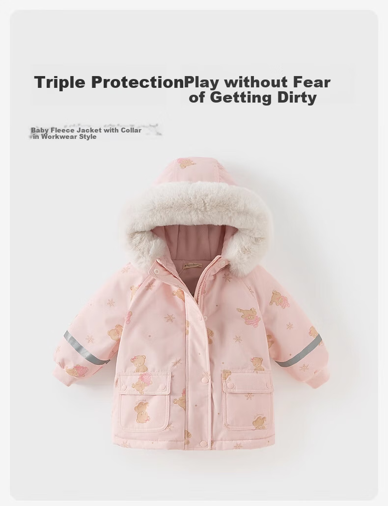 DAVE & BELLA Girls' Waterproof Thickened Cotton Padded Winter Jacket Kids Warm Coat Baby Cotton Coat 1