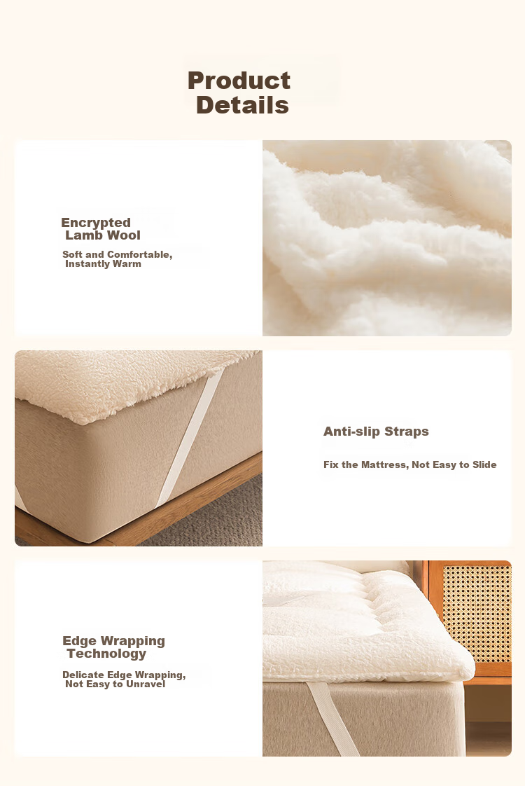 JD Original Warm Sheep Bedding Pad, Class A Cold Winter Warm Lambswool Fabric, Thickened Mattress Pad, 1.8x2m, Fluffy White 15