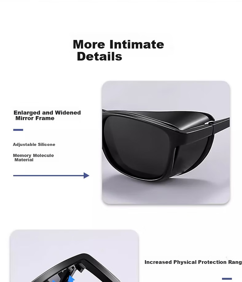 Cuntiandaofu Safety Glasses, Shower Room Mirror, Anti-Pollen And Dust Protection, Cataract Surgery Postoperative Specialized Glasses, Black Frame with Polarized Gray Lenses 14