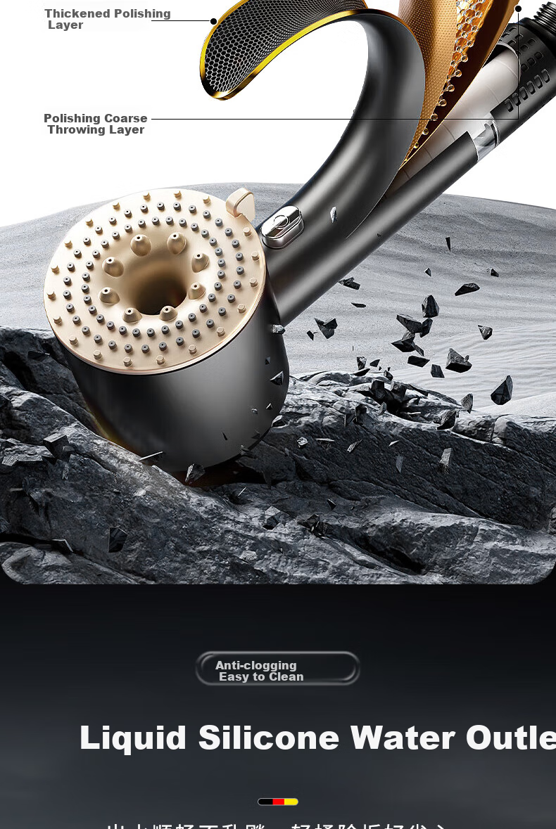 HOMK [Germany] Pressurized Shower Head with Filter, Bathroom Shower System, Hose Set LP-80 14
