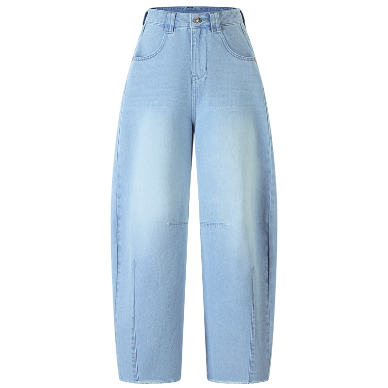 Navigare Italian Small Sailboat Women's Retro Denim Jeans, Versatile Slimming Banana Pants 2312575518, Water Blue, M