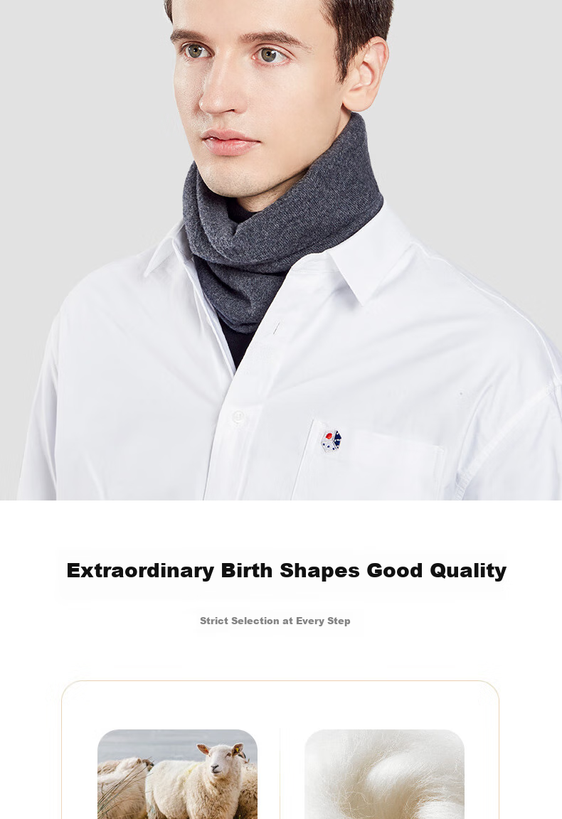 TUCANO Pure Wool Men's Hat And Scarf Two-Piece Set, Winter Outdoor Cycling Sports Warm Windproof Scarf Woolen Hat for Me 5