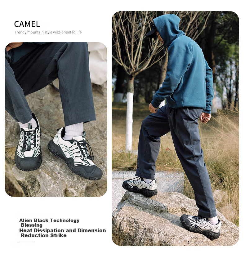 CAMEL [Wang Junkai's Style] Women's Hiking Shoes, Mechanical Version Outdoor Ugly-Cute Shoes, L25M202007, Silver/gray, Size 38 19
