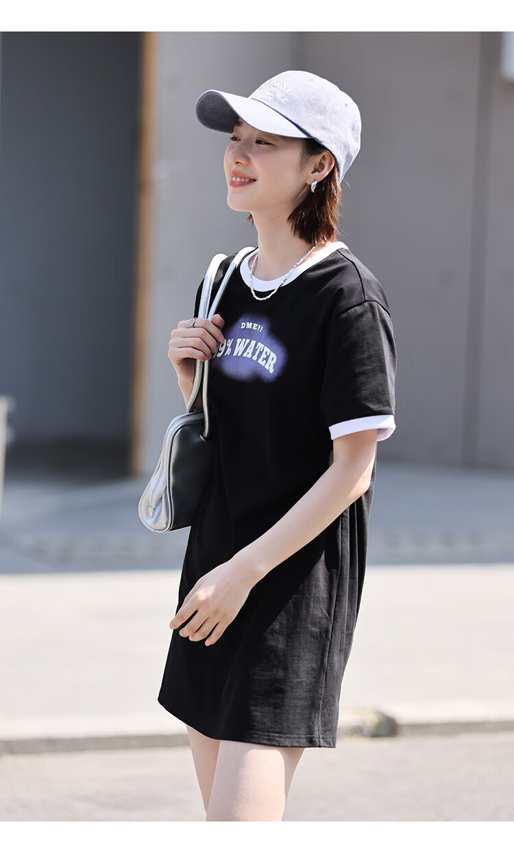 Dme [Low-Cut Dress] Summer Round Neck Short-Sleeve Dress with Hollow-Out Waist Desig 17