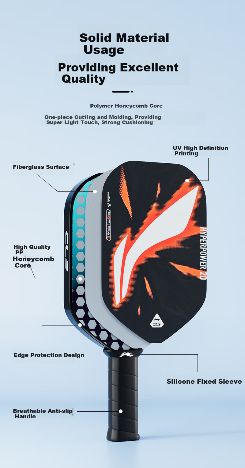 Li-Ning Paddle, Fiberglass Racket for Beginners, Sports Training And Competition, Pickleball, Pearl White 4