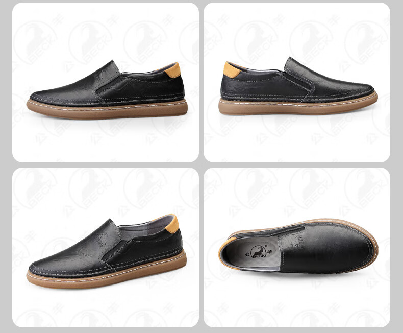Gongyang Men's Business Casual Leather Loafers Soft Leather Soft Sole Slip-On Moccasins White Size 39 8