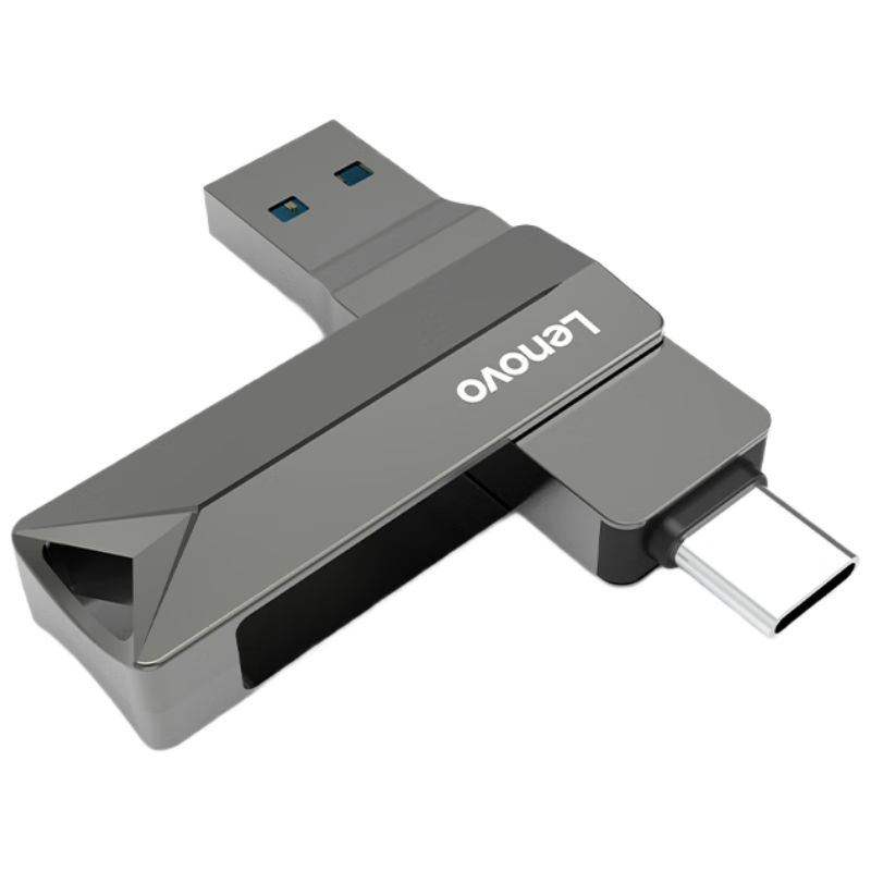 Lenovo 128GB Phone USB Flash Drive, Type-C USB3.2 Dual Interface Rotating Flash Drive, Durable Metal, Essential for Business Office Use, Y200 Series