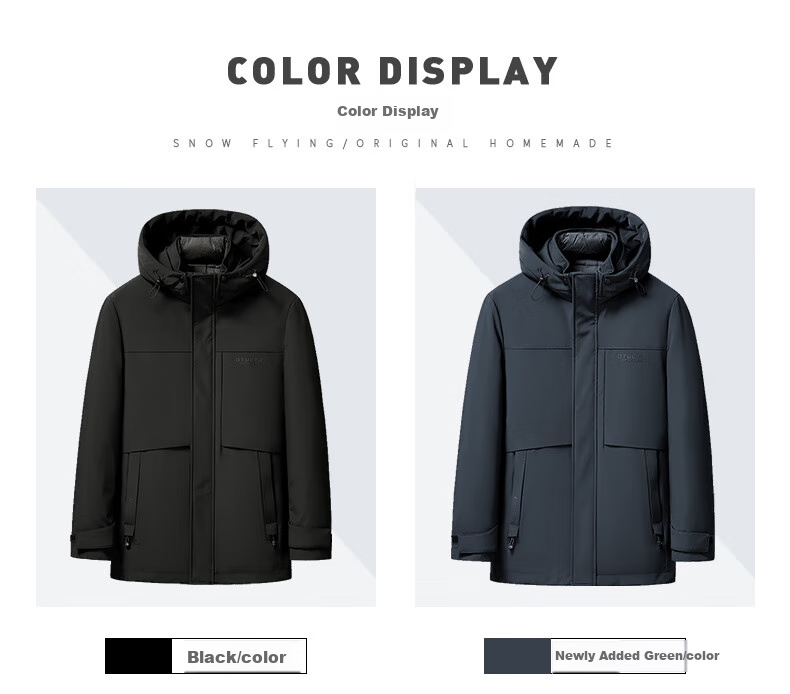 SNOWFLYING 90% Goose down Detachable Inner Liner down Jacket for Men, Autumn And Winter Season, Removable Hood, Windproof, Warm, Casual Versatile Coat 190 7