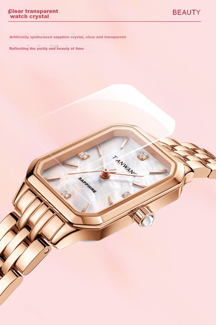 TIAN WANG Ladies' Watch, Birthday Gift, Small Square Watch, Steel Strap Quartz Watch LS31542S.S1.W 18