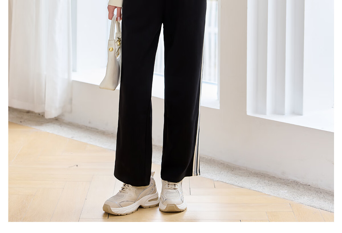 Halo Queen Casual Wide-Leg Pants for Women with Side Stripes Design, High-Waisted Loose Straight-Leg Trousers for Petite Figures H143K2003 27