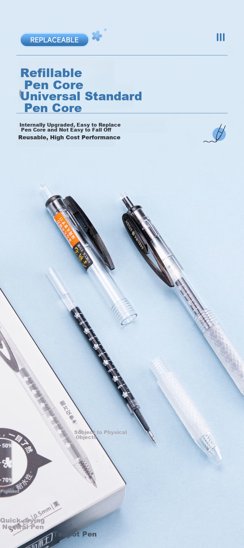 CHENQI STATIONERY Scholar's Smooth Writing Pen for Exam Practice, 0.5mm Quick-Drying Retractable Gel Pen, Black Stylish ST Tip, for Students' Homework And Exams, Signature Pen, Water-Based Ink, JG-79/black 10