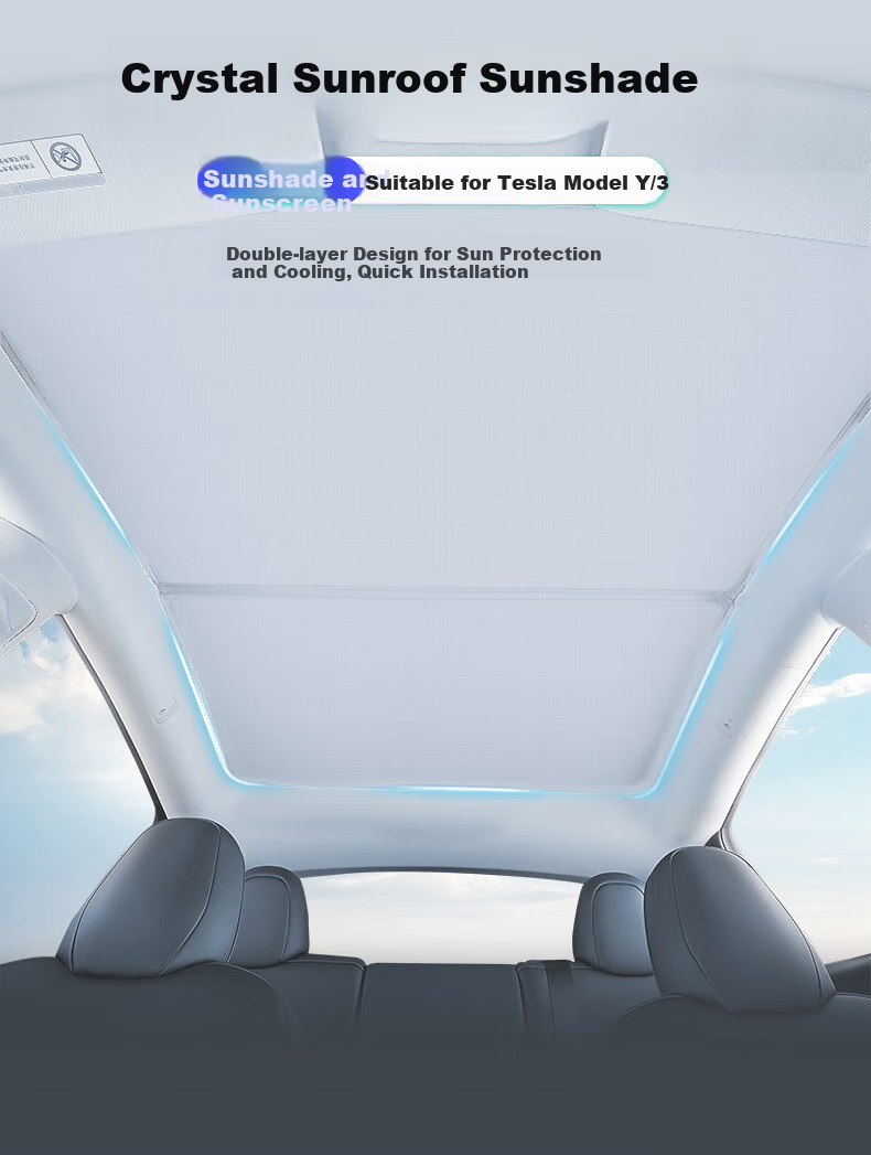 Yueyebing Sunshade for Tesla Model Y/3, Car Sun Visor, Windshield Sunshade, Anti-Glare Curtai 2