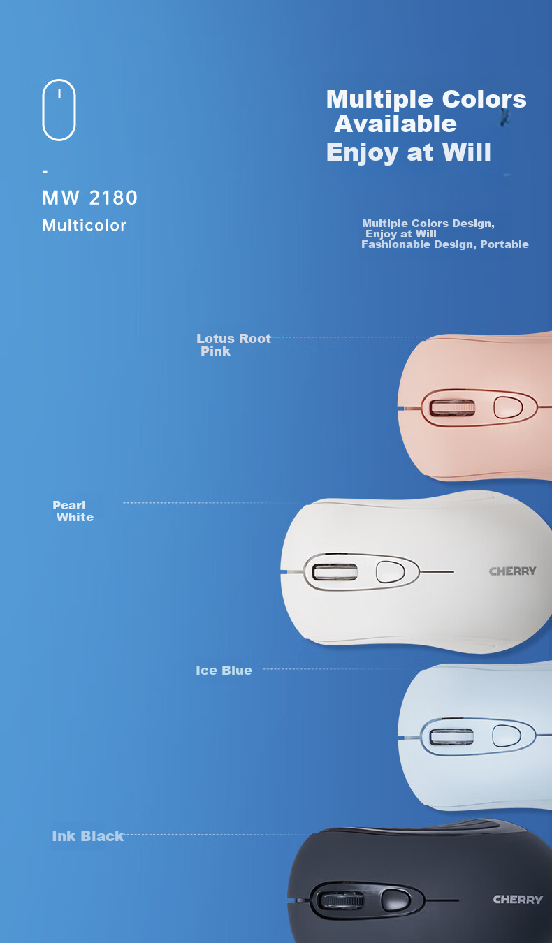 CHERRY MW2180 Wireless Mouse, Office Mouse, Portable Mouse, Laptop Mouse, Pear White Color 5