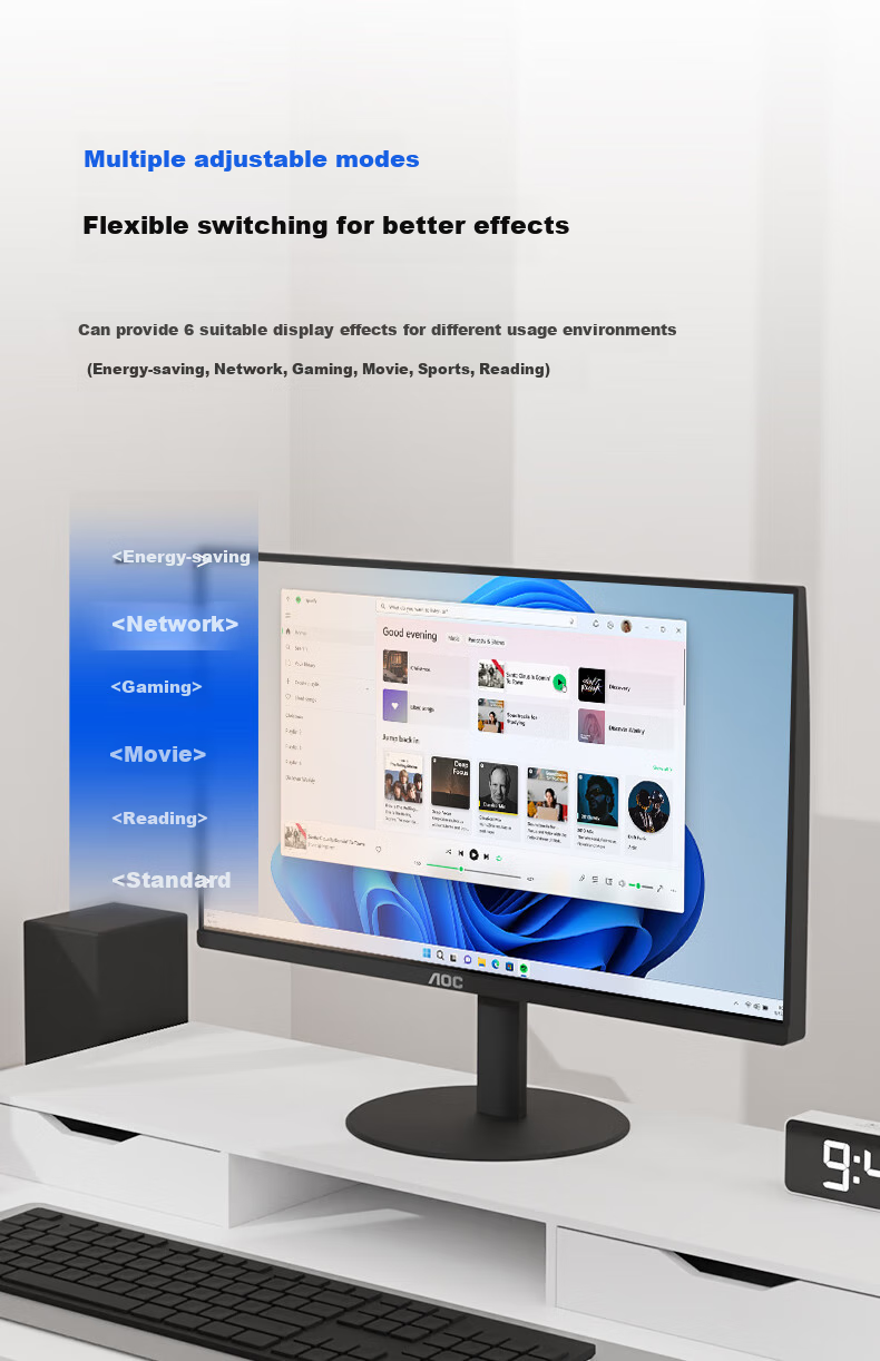 AOC Monitor, 2K Computer Display, 23.8-Inch, Office Eye Protection, Low Blue Light, Type-C, Height Adjustable And Rotatable, Desktop Expansion Screen for Laptops 10