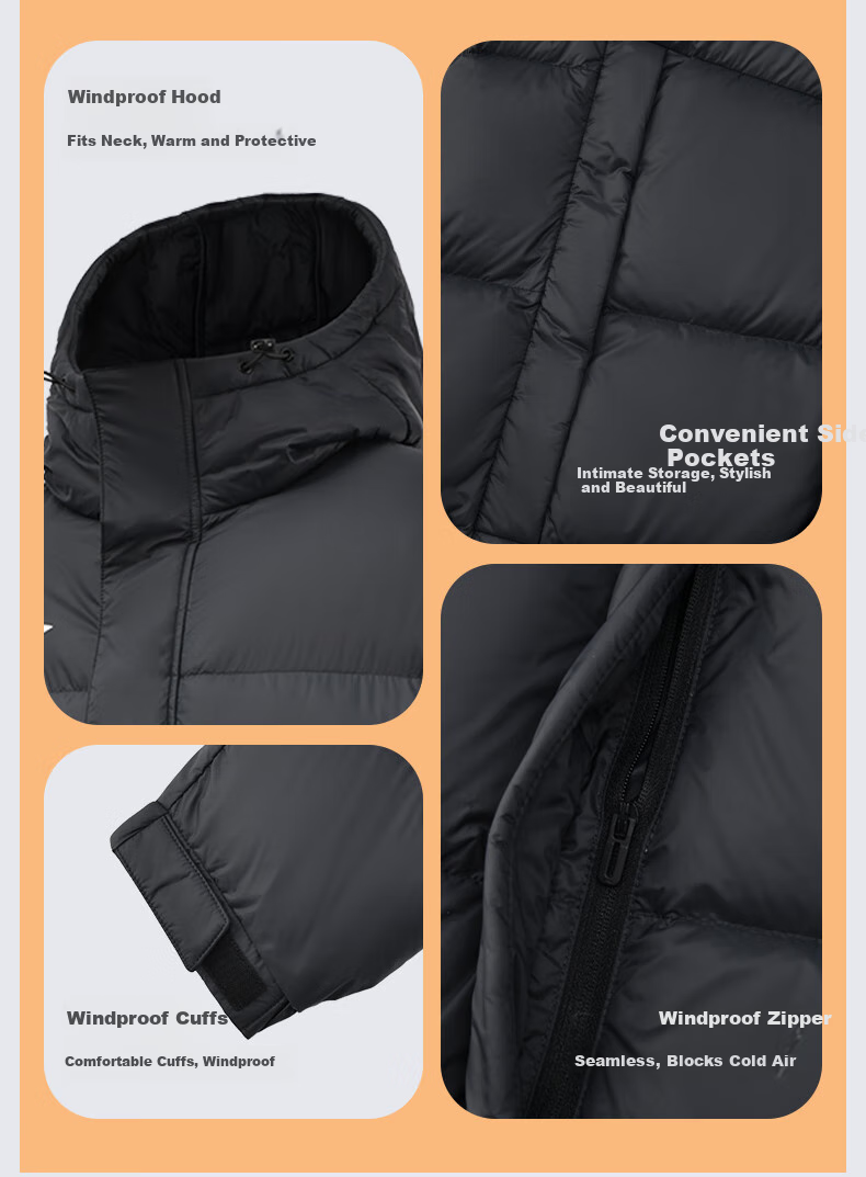 Li-Ning Long down Jacket, Table Tennis Wear, Thickened Warm Windproof Coat, Unisex Style, Black, Size M 26