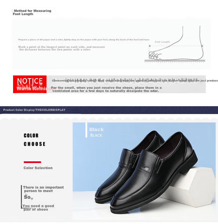 Poitulas Men's Slip-On Business Casual Shoes, Lightweight Formal Shoes for Weddings, Style 1805, Black, Size 38 2