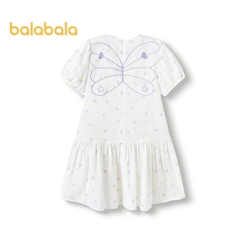 BALABALA Children's Clothing, Girls' Dress, Summer 2025 Collection for Older Girls, Sweet Puff Sleeve Fashion Dress, 208225111014