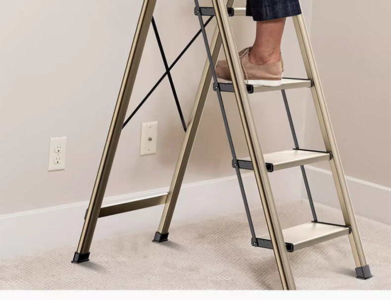 DELIXI Household Multi-Functional Folding Safety Ladder Aluminum Alloy Thickened Step Ladder Two-Step Ladder 10