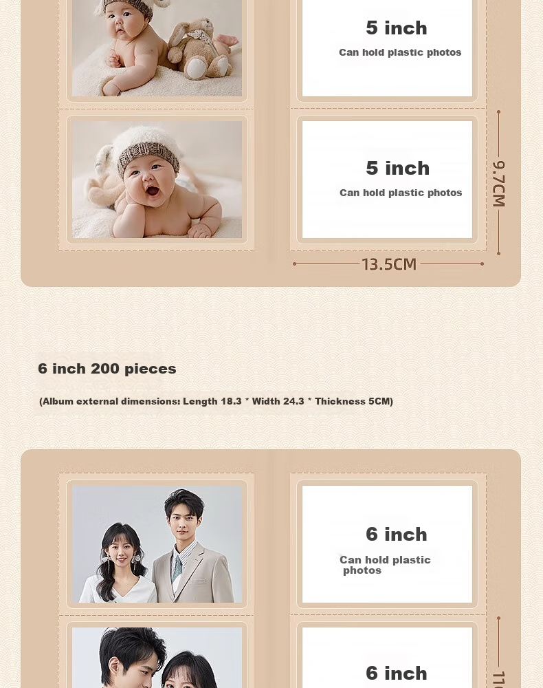 Siyicai Travel Large Capacity Family Photo Album with Insert Pages for Children's Photo Collection And Baby's Growth Record Book (6-Inch Laminated 100 Pages) - Peace And Joy Photo Book 4