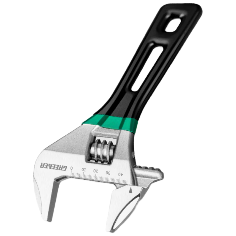 GREENER Wide-Mouth Adjustable Wrench, Universal Short Handle, Slotted Head for Home Use in Narrow Spaces, Bathroom-Specific Short Handle Flat Head, 8 Inches