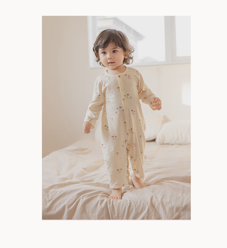 Guaiqi Bear Unisex Baby Pure Cotton Romper Summer Long Sleeve Air Conditioning Suit Newborn Spring Autumn Pajamas Thin Jumpsuit 10