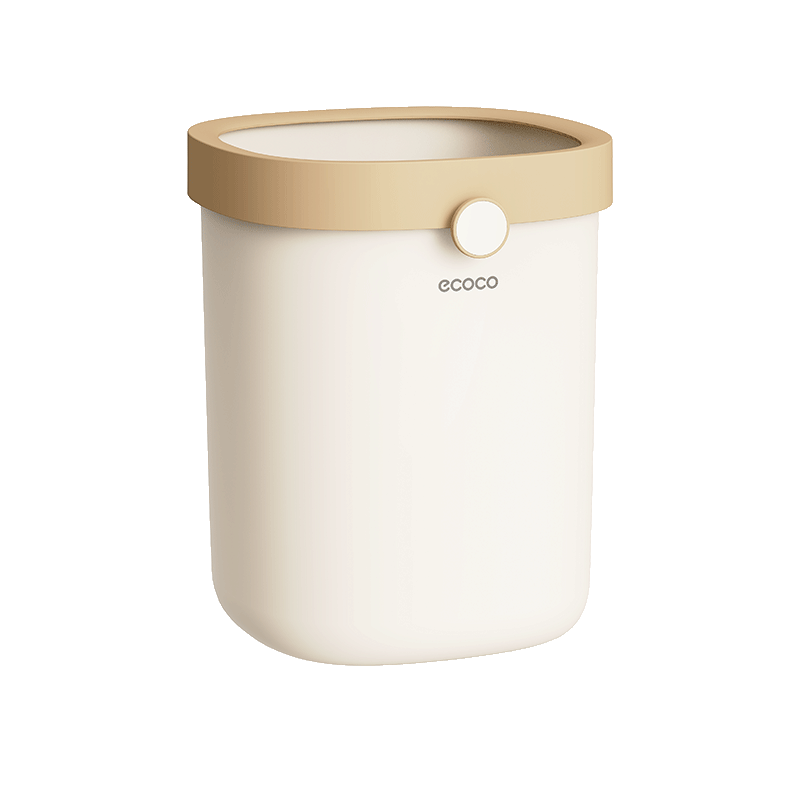 Ecoco Trash Can, 16L Capacity, for Home Use, with Pressing Ring, Automatic Bagging, Suitable for Bathroom, Living Room, Bedroom, Kitchen, E24254 Yellow