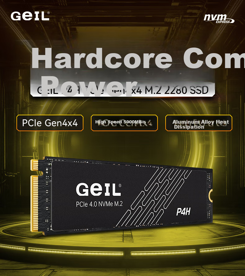 GEIL Jinbang 1TB SSD, M.2 Interface (PCIe 4.0 X4), NVMe SSD Gaming High-Performance Version, P4H Series 2