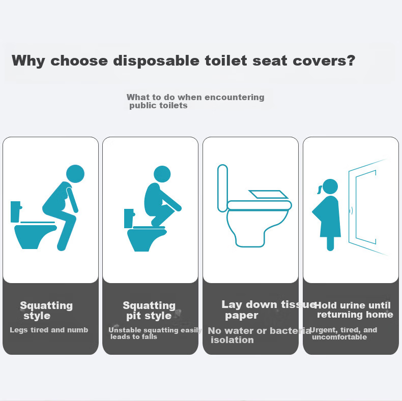 BWNK Disposable Toilet Seat Covers, Extended Length, Thickened for Travel And Business Trips, Waterproof, Individually Wrapped Toilet Paper Seat Covers, 30 Pieces Per Pack 2