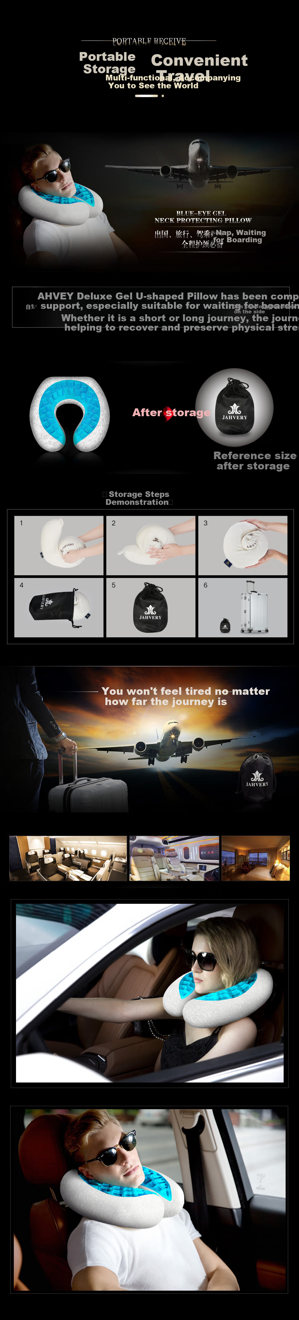 JAHVERY U-Shaped Pillow, Neck Support Cushion, Cervical Memory Foam Pillow, Travel Pillow, Flying Pillow, D31/8CM 3