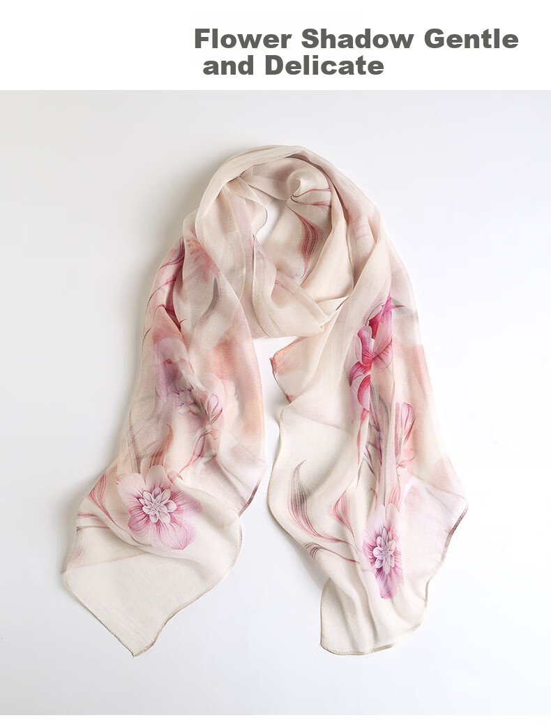 Hangsifu Silk Scarf Shawl, Mulberry Silk Wrap, Long Scarf, Practical Birthday Gift for Mom, Mid-Autumn Festival Present for Wome 25