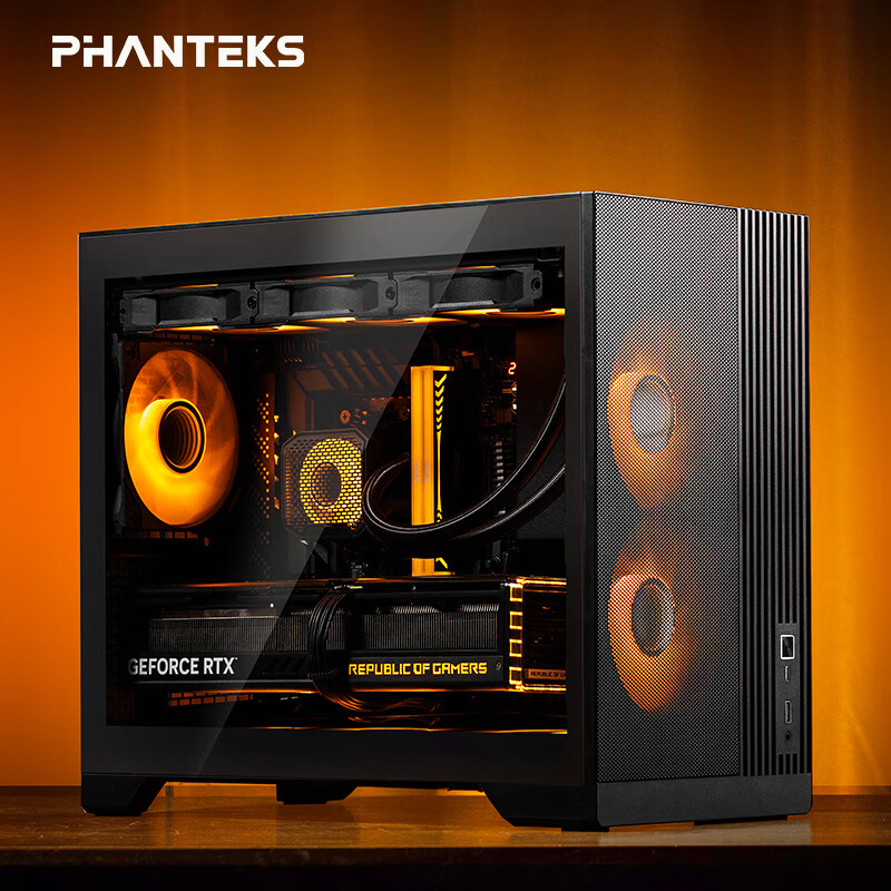 PHANTEKS XT M3 Mini Whirlwind MATX Black Side-Transparent Cooling Stand Desktop Small Case (360mm Water Cooling/9 Fan Positions/Four-Slot PCI/Type-C 20Gb)