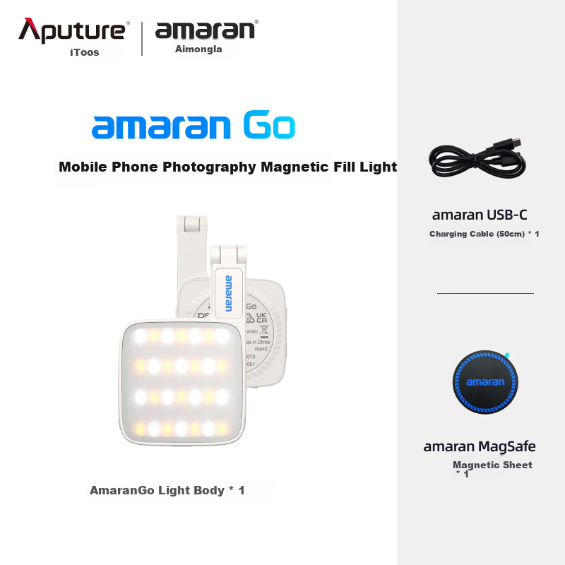 Aputure Amaran Go Magnetic Selfie Light for Smartphones, Portable Handheld Beauty Light, Indoor Live Streaming Video Outdoor Shooting Soft Light, Mini Makeup Mirror Light