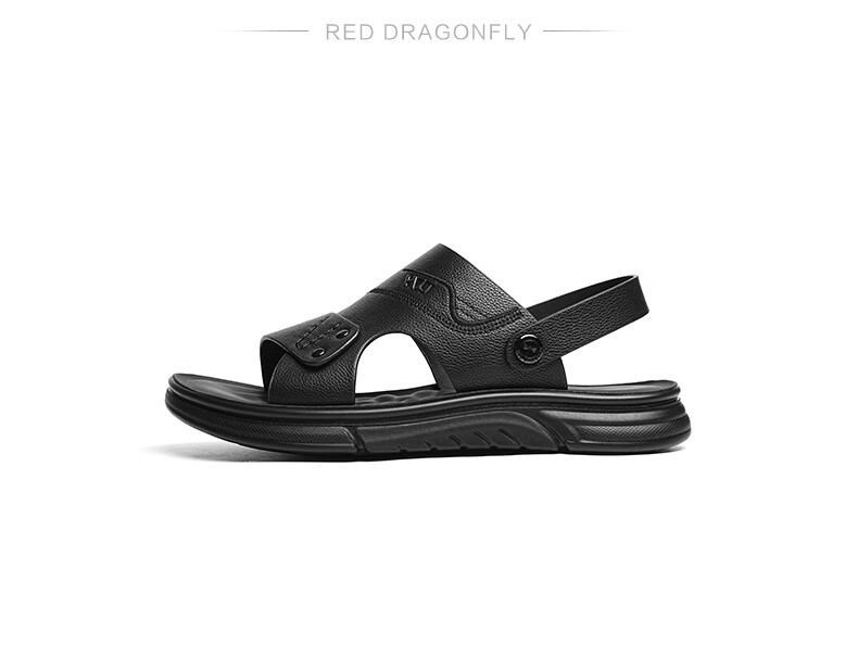 RED DRAGONFLY Men's Leather Sandals, Summer Cowhide Beach Shoes, Casual Two-Way Sandals for Men WTT25034, Brown, Size 38 2