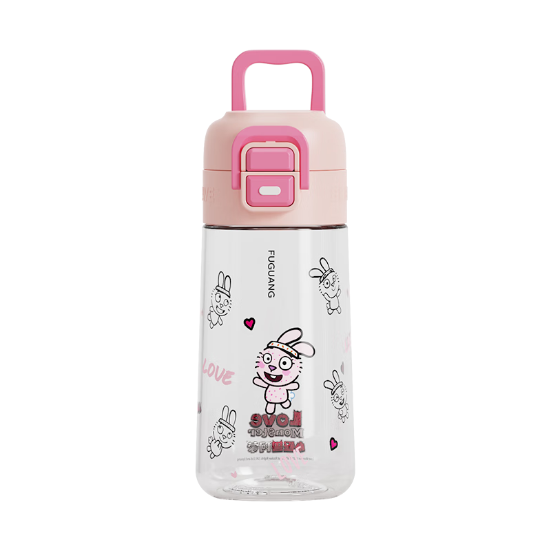 FGA Fugang Kids Water Bottle Dual Drinking Straw Direct Drinking School Use Summer Heat Resistant Anti-Fall Portable Cup for Primary Students