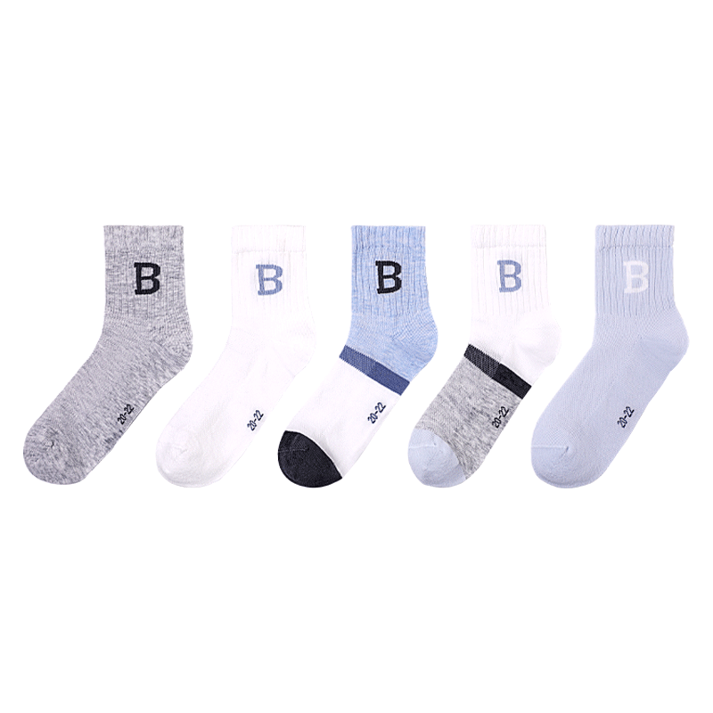 Jiusuiban Children's Socks, Boys' Spring And Summer Sweat-Wicking Mesh Thin Mid-Calf Socks, Youth Student Campus Sports Odor-Resistant Cotton Socks