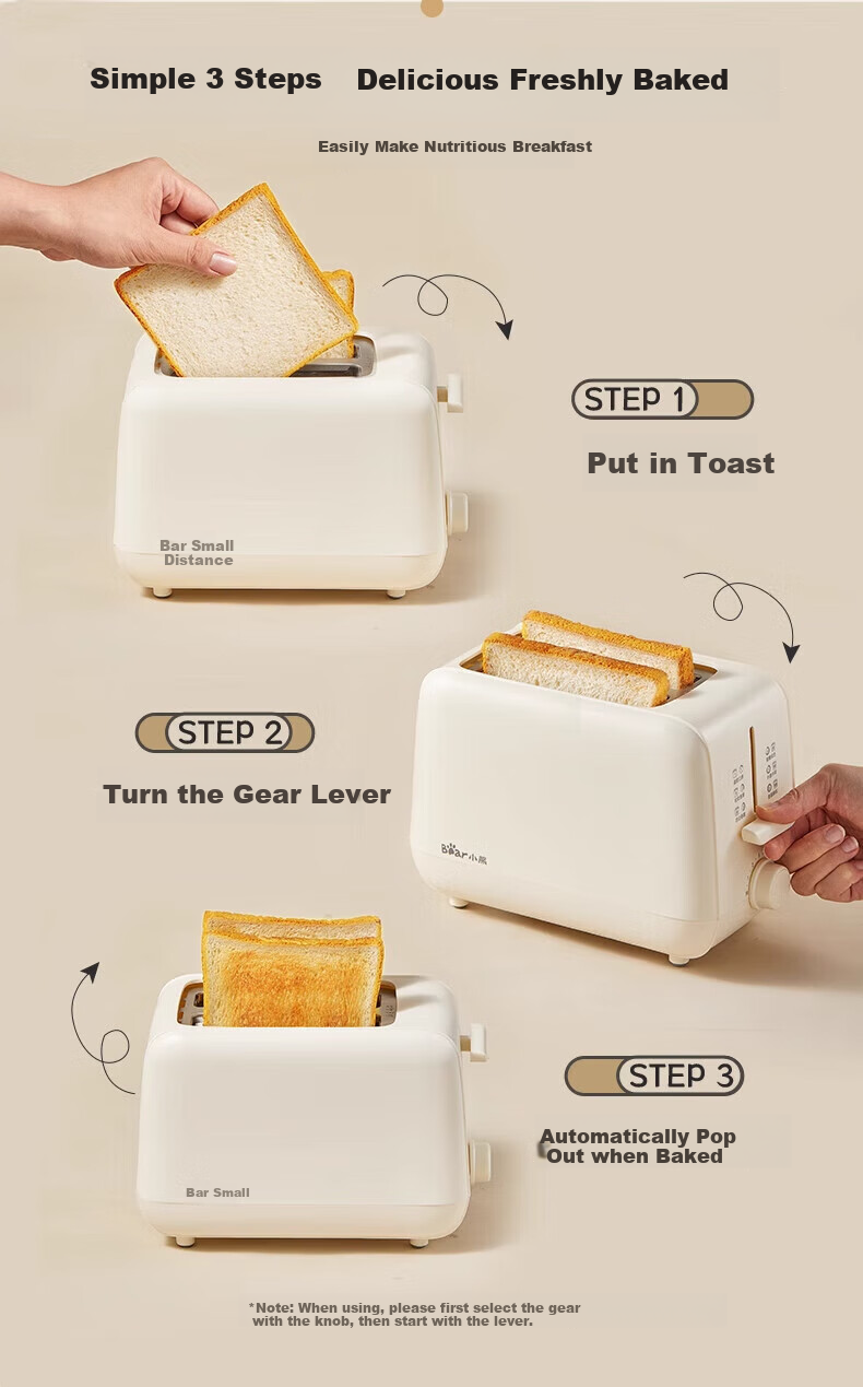 Bear Bread Toaster, Multi-Function Grill, Household Bread Maker, Sandwich Toaster, Small Automatic Toast Machine DSL-F02E1 5